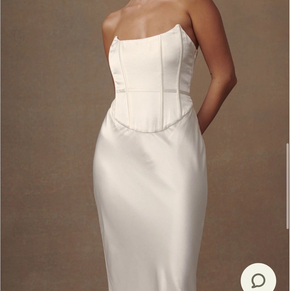 Meshki Harlow Satin Strapless Maxi Dress